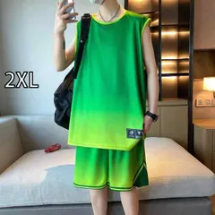 [2XL]メンズ ファッション 服 用 オシャレ シンプル 大人 かっこいい ストリート 夏コーデ パンツ ズボン 履物  ノースリーブ T シャツ ラデーション ベスト パンツ ユニスポーツ ウェア 