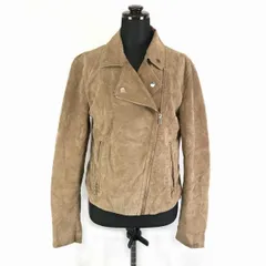 ストラディバリウス★本革/レザー/ダブルライダースジャケット【レディースL/茶系】裏地付き/両サイドジップポケット/Stradivarius◆BF107