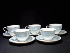 中古良品 ノリタケ レースウッド ゴールド カップ＆ソーサー 5客セット 
