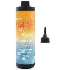 UNOKKI レジン液, 高い透明 500g UV/LED対応 レジン液 大容量, 高い透明 UVレジン液, ジュエリー等に適用クリアuvレジン, 硬化速い, 低刺激性, レジン液 大容量 1