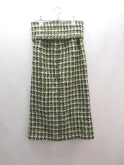 ◇ ◎ Mila Owen ミラオーウェン 千鳥格子 ガーリー 大人 秋冬 ロング丈 タイト スカート サイズ1 グリーン系 レディース E  【1307260038132】