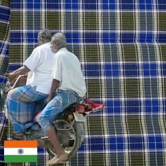 【商用可】インドのボトムズ ルンギ布「STITCHED（縫い合わせ済み）」106
