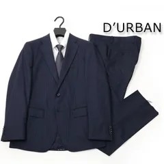 新品 ◆DURBAN ダーバン ロロピアーナ ビジネス スーツ  ウール スーツ 紺シャドーストライプ 日本製 総裏 A6 -051