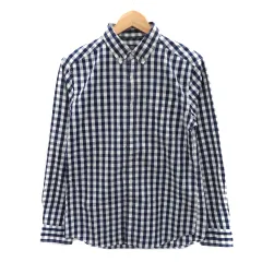 レイジブルー RAGEBLUE カジュアルシャツ 長袖 ボタンダウン ギンガムチェック柄 M 紺 ネイビー 白 ホワイト /YK26