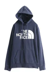 【お得なクーポン配布中!】 ノースフェイス プリント スウェット フード パーカー メンズ L 古着 The North Face プルオーバー 裏起毛 トレーナー アウトドア 薄手 紺