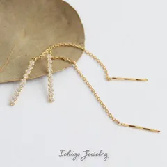 ピアス K18 スーパーキュービックジルコニア アメリカンピアス ゴールド 18k 揺れる ゆれる 18金  両耳用 レディース 女性用