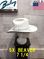 j*9様 Bailey カウボーイハットPro 5X Beaver黒 ウール シ 極美品 USA製 Bailey ウエスタンハット BEAVER 5X 71/4 オフホワイト