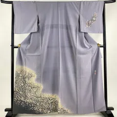作家物 型染め 草木染 縮緬 紋無し 素敵なデザイン 付下げ正絹