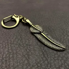真鍮 キーホルダー キーリング ヴィンテージ ビンテージ アンティーク レトロ 真鍮製 縁起物 金運 ハンドメイド ペンダントトップ 置物 チャーム 羽 フェザー 156