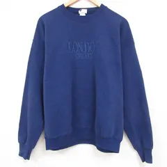 L/古着 リー Lee 長袖 スウェット メンズ 90s ロンドン 刺繍 クルーネック 濃紺 ネイビー 23nov29 中古 スエット トレーナー トップス