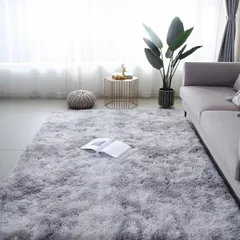 おしゃれな北欧風シャギーラグ 極厚ウレタンフォーム15ｍｍ 洗えるラグ 全厚約5.5cm 滑り止め付き ふわっとした手触り 120x160cm 防音絨毯 オールシーズン快適に使用 カーペット 長方形 ROCYJULIN（ライトグレー ラグマット 約