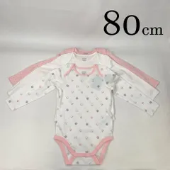 ap9471-2 OBAiBi オバイビ BABY ベビー ロンパース 肌着 3点セット 80 6M 80cm ホワイト ピンク ネコ柄 ドット柄 オーガニックコットン 涼しい スナップボタン 肌触り良い 綿100%  長袖 18ヶ月 OBAÏBI
