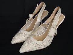■現行品■新品同様■ ChristianDior ディオール J'ADIOR スリングバック キャンバス ヒール パンプス 38 (約25.0cm) シューズ 靴 AW1939
