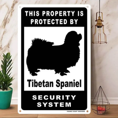 雑貨【Tibetan Spaniel/チベタン・スパニエル】  Dog ドッグ  犬    メタルポスタ―　Security  セキュリティー 警告  ヤードサイン メタルプレート  ブリキ看板  -202