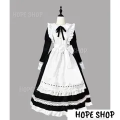 メイド服 メイドコス メイドコスプレ衣装 長袖 ロング丈 ショート丈 かわいい ロリータドレス lolita エプロンドレス レース 裾フリル