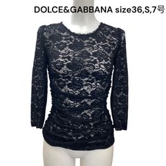 ドルチェアンドガッバーナ DOLCE&GABBANA カットソー 長袖 レース  黒 絹 36,S,7号 レディース S5Q553