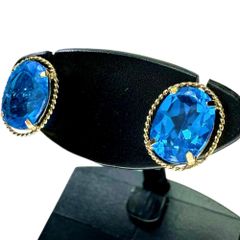 ブルートパーズ 1.40/1.40ct ピアス K18ゴールド 18金  1.2g レディース 【中古】【真子質店】【NN】