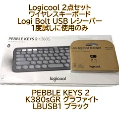匿名配送 24時間以内発送 logicool 2点セット 1度のみ使用 ワイヤレスキーボード PEBBLE KEYS 2 K380sGR グラファイト Logi Bolt USB レシーバー LBUSB1 ブラック 箱あり ロジクール 高性能ワイヤレス接続のサムネイル