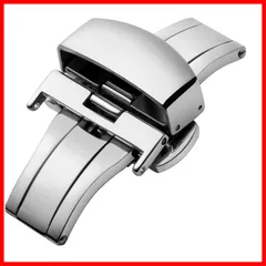 【迅速】L プッシュ式 観音開きタイプ バックル ステンレス鋼の時計バックル 尾錠 レザー/革腕時計バンド交換用 クラスプ 12/14/16/18/20/22mm ゴールド/シルバー/ローズゴールド/ブラック バタフライ バックル バネ棒/バネ棒はずし付き