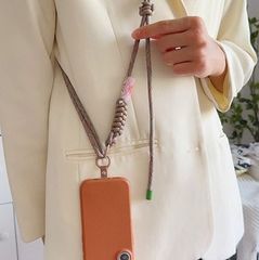 スマホストラップ - スマホショルダーストラップ 太め 長さ調節可  二重丸かん＆ストラップ通し付 ネックストラップ