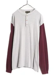 【お得なクーポン配布中!】 80s エディーバウアー ヘンリーネック 長袖 Tシャツ メンズ M 80年代 ヴィンテージ EDDIE BAUER ロンT ストレッチ アンダーシャツ 2トーン