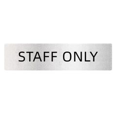 新品 STAFF ONLY スタッフオンリー サインプレート（両面テープと磁石付き）2㎜厚 16×4㎝ アクリル製 軽量 耐水 耐候 グレー 銀 シール式 (1枚入り ヨコ型)