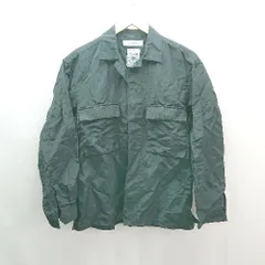 ◇ green label relaxing 麻混 無地 シンプル 長袖 CPOシャツ サイズS ネイビー メンズ E  【1308160015049】