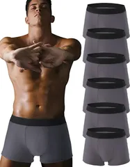 PLIN ボクサーパンツ メンズ 下着 6枚セット 前閉じ( ダークグレー6枚,  2XL)