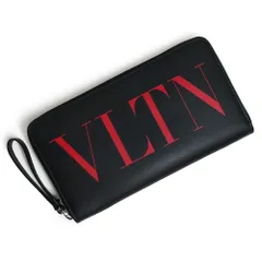 ヴァレンティノ ガラヴァーニ VLTN ロゴ ラウンドファスナー 長財布 カーフスキン レザー ブラック レッド 黒 赤 シルバー金具 VY2P0570 箱付 Valentino Garavani（新品・未使用品）