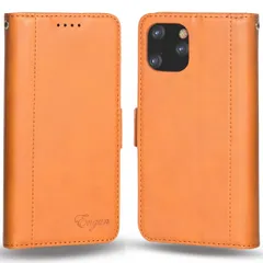 【在庫セール】カード収納 横置き機能付き マグネット式 Qi充電対応 財布型 ストラップ通し穴 カバー 高級PUレザー Pro Pro Ayakumo 11 アイフォン11Proに対応 11 手帳型 5.8in ケース ブラウン iPhone