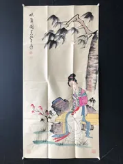 中国古美術・張大千款・仕女人物画・掛軸・純手描き・文房置物・水墨画・書道品・宣紙 中国古美術・張大千款・仕女人物画・掛軸・純手描き・文房置物