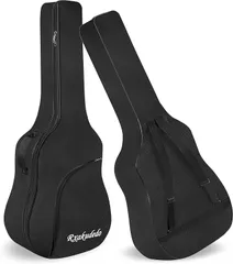 【新着商品】軽量 オックスフォード布 107*42*14cm 防水 ポケット付き 2Way 背負い・手提げ両用 インチ（101.6cm/104.2cm）ギター guitar 40/41 ブラック アコースティックギターソフトケース ギグバッグ ギターケース ギ