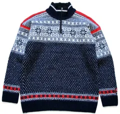 Nordlys 雪柄 ノルディック柄 ハイネック ハーフジップ プルオーバー ウールニット セーター★ユーロ フェアアイル バーズアイ