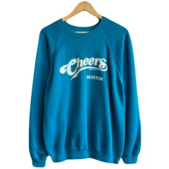 90's USA製 Hanes ヘインズ Cheers ボストン Boston ラグランスウェット トレーナー 裏起毛 ターコイズブルー Lサイズ No.H256