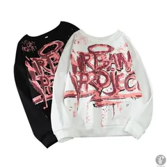 トレーナー イラスト 裏起毛 体型カバー レディース スウェット 長袖 韓国 大きいサイズ ルームウェア 部屋着 ビッグシルエットyg113yg113