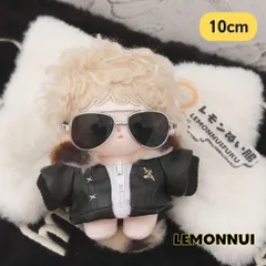 10cm ぬいぐるみ服 着せ替え レザージャケット 黒 ぬい活 推し活 推しぬい 綿人形 棉花娃娃 ちびぬい服 ちびぐるみ コットンドール cotton doll-B2511