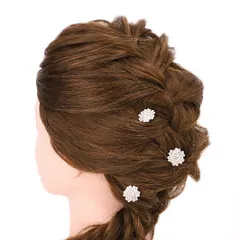 髪飾り 成人式 振袖 前撮り 袴 花 浴衣 夏祭り 花火大会 3点セット キラキラ シルバー 銀色 ラインストーン Uピン おしゃれ か No.9-4412