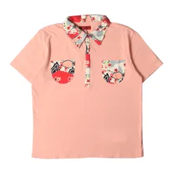 EVISU エヴィス ポロシャツ サイズ:42 桜&家紋 和柄 切替し 半袖ポロシャツ ピンク トップス コットン カットソー【メンズ】のサムネイル