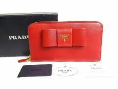 プラダ PRADA サフィアーノ レザー リボン ジップアラウンド長財布 ラウンドファスナー 長財布 【未使用保管品】
