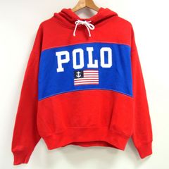 POLO Ralph Lauren ラルフローレン ビッグロゴ フーディー プルオーバー パーカー 星条旗 レディース M