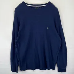 古着 ポロ・ラルフローレン POLO RALPH LAUREN 長袖Tシャツ ロンT サーマル ワンポイントロゴ刺繍 クルーネック 3XLT  ネイビー メンズ