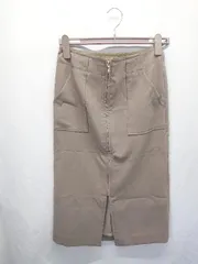 ◇ ⊆ green label relaxing UNITED ARROWS ジップアップ 膝下丈 タイト スカート サイズ38 モカ レディース E  【1410230012008】