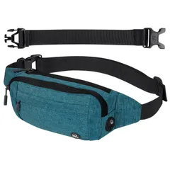WATERFLY ウエストポーチ ウエストバッグ メンズ ランニング: レディース 延長ベルト付き 撥水加工 軽量 多ポケット フィット感 イヤホン穴つき バイク スポーツ ウォーキング ジョギング ティールブルー