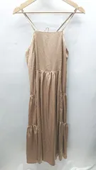 ◇ riche glamour 光沢感 綺麗め ティアード ロング丈 キャミソールワンピース サイズM ベージュ系 レディース E  【1405140044775】のサムネイル