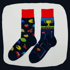 パックマンとフルーツ クルーソックス #108　左右非対称