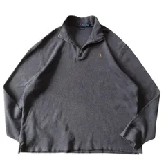 ■古着 POLO RALPH LAUREN ポロラルフローレン ハーフジップ スウェット ESTATE RIB グレー XL【J1102】