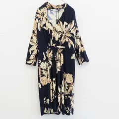 フランス製 EGERIE エジェリ ワンピース 膝丈 カットソーワンピ 七分袖 花柄 a908048