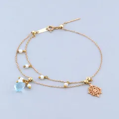 【中古】 agate （アガット） K10 ｽﾗｲﾄﾞ ﾁｬｰﾑ ﾌﾞﾚｽﾚｯﾄ ブランドジュエリー ブレスレット/バングル/アンクレット 2016春  淡水ﾊﾟｰﾙ ﾌﾞﾙｰﾄﾊﾟｰｽﾞ  ｶﾞｰﾍﾞﾗ 