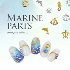 [Free Shipping] Nail Parts (Gold/Silver) Thin Metal Parts Marine Parts Nail Art Nail Supplies Nail Jewelry Nail Parts Metal Metal Parts Gel Marine Parts Studs Summer Metal Studs Nail Studio [Thin Marine Parts]
