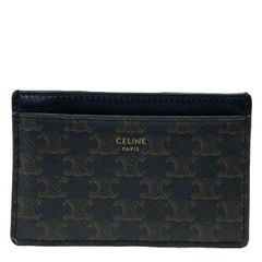 CELINE セリーヌ カードケース パスケース コンパクト トリオンフ ロゴ レザー ブラック ブラウン